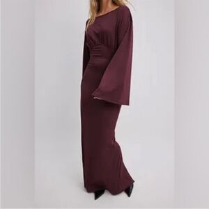 Long sleeve maxi dress boat neck